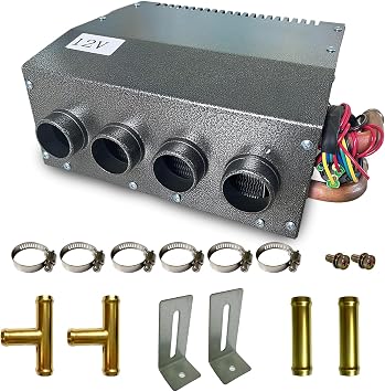 XuSha Hydronic Heater 12V 4 Front Vents, Compact Design, Portable Assembly Mountable Switch 3-Speed Fan 80 CFM Airflow 8500 BTU of Heat, fits for Car/Truck/Boat/RV
