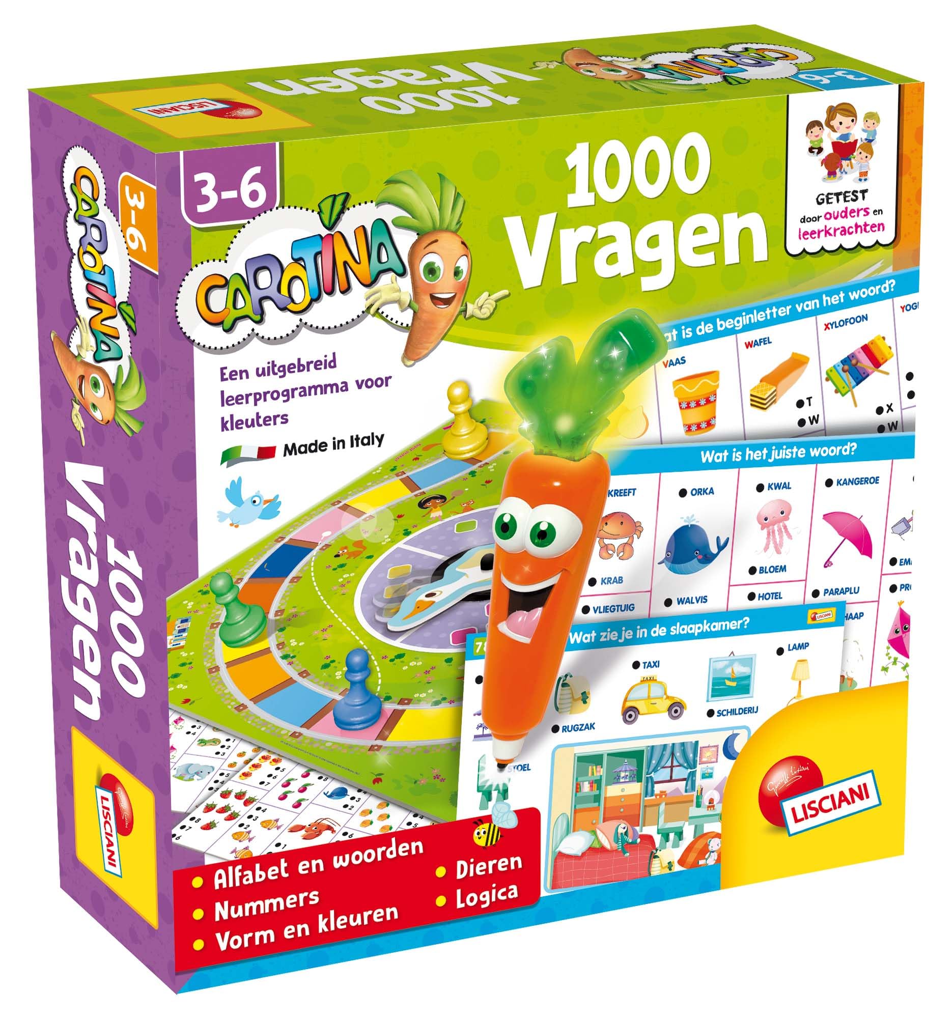 LISCIANI - 1000 Questions - Games Suitcase - Quiz - Various Themes - Talking and Light Pen - Educational Game - For Children from 3 to 6 years - Carotina