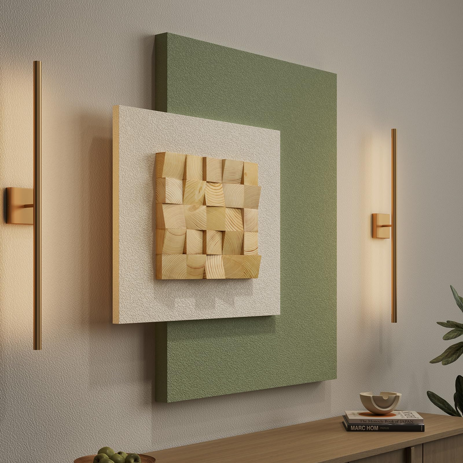 3D Textured Abstract Wall Art Set - Brown & White -12
