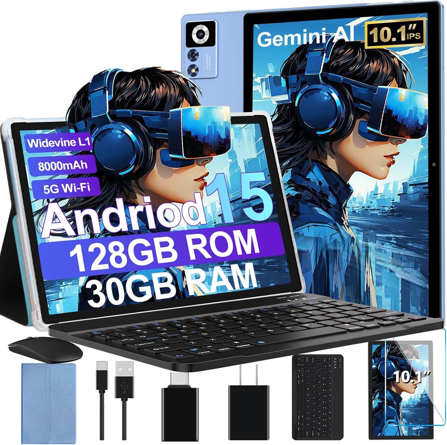 ZIOVO 2026 Android 15 Tablet with Keyboard