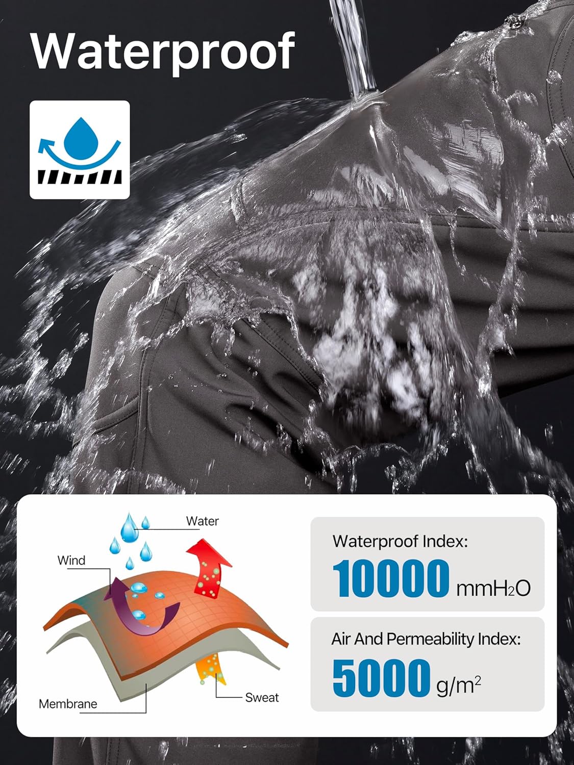 FREE SOLDIER Men's Fleece Lined Outdoor Cargo Hiking Pants Water Repellent Softshell Snow Ski Pants with Zipper Pockets - Image 4