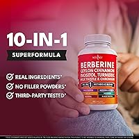 Vista 5 de Suplemento de berberina y canela de Ceilán - Melón amargo, glucomanano, Gymnema Sylvestre, cromo, moringa, cardo mariano, cúrcuma, pastillas