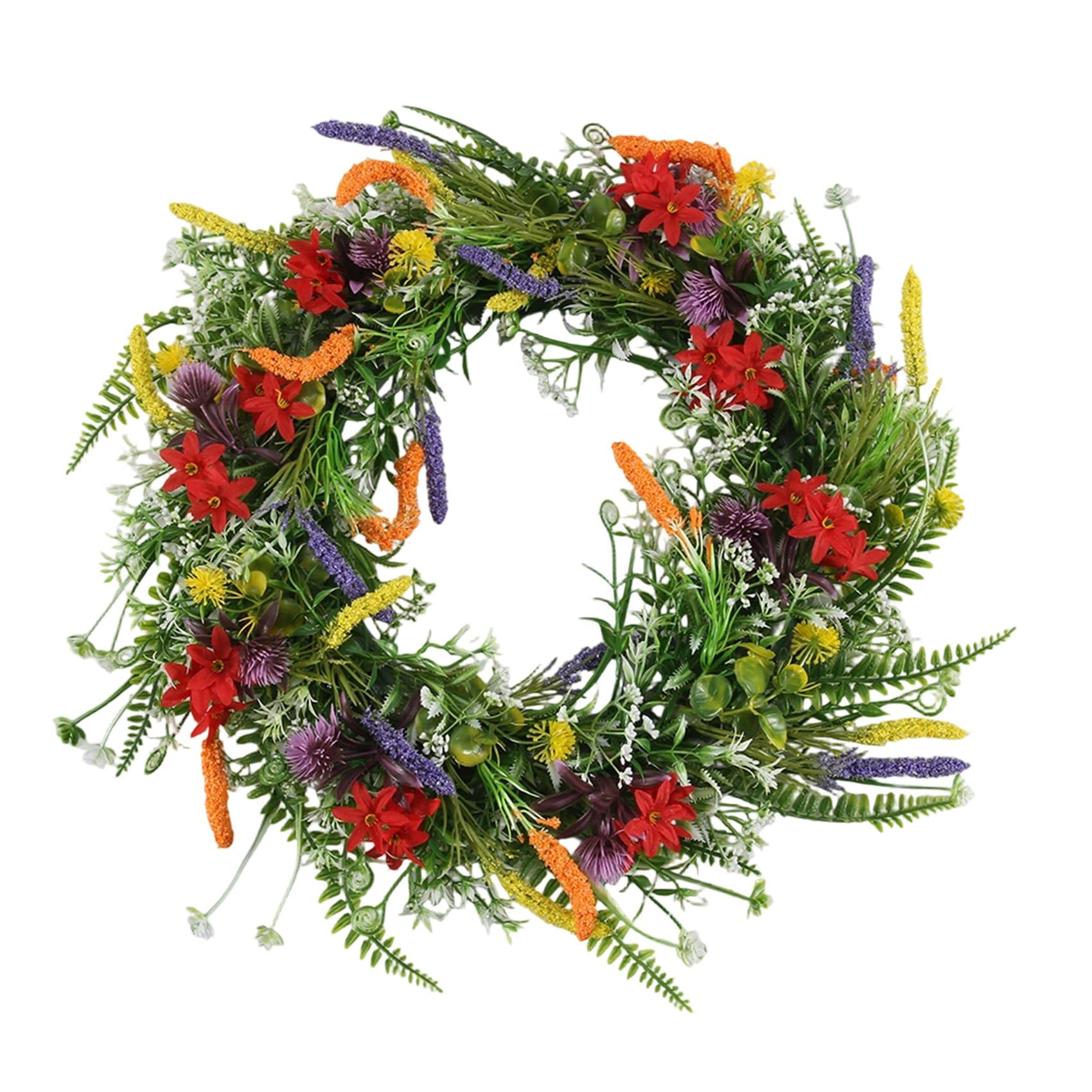 CTRLZS 1 Piece Weatherproof Greenery All Seasons Round Wreaths 18in Outside Welcome Summer Flowers