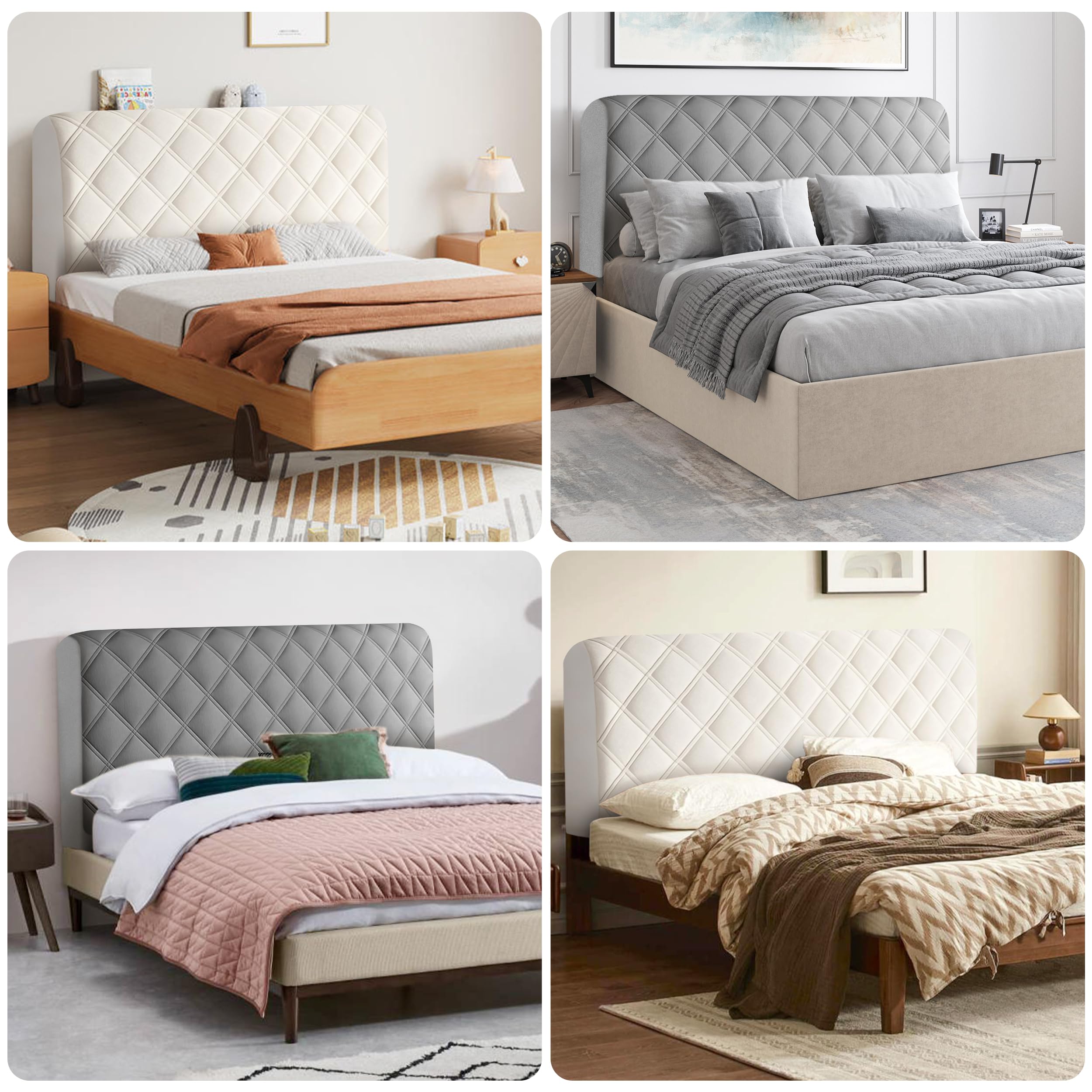 Housse de Tête de Lit Housse de Protection élastique pour Tête de Lit Housse Tête De Lit en Velours pour Chambre à Coucher Gris Foncé 160cm