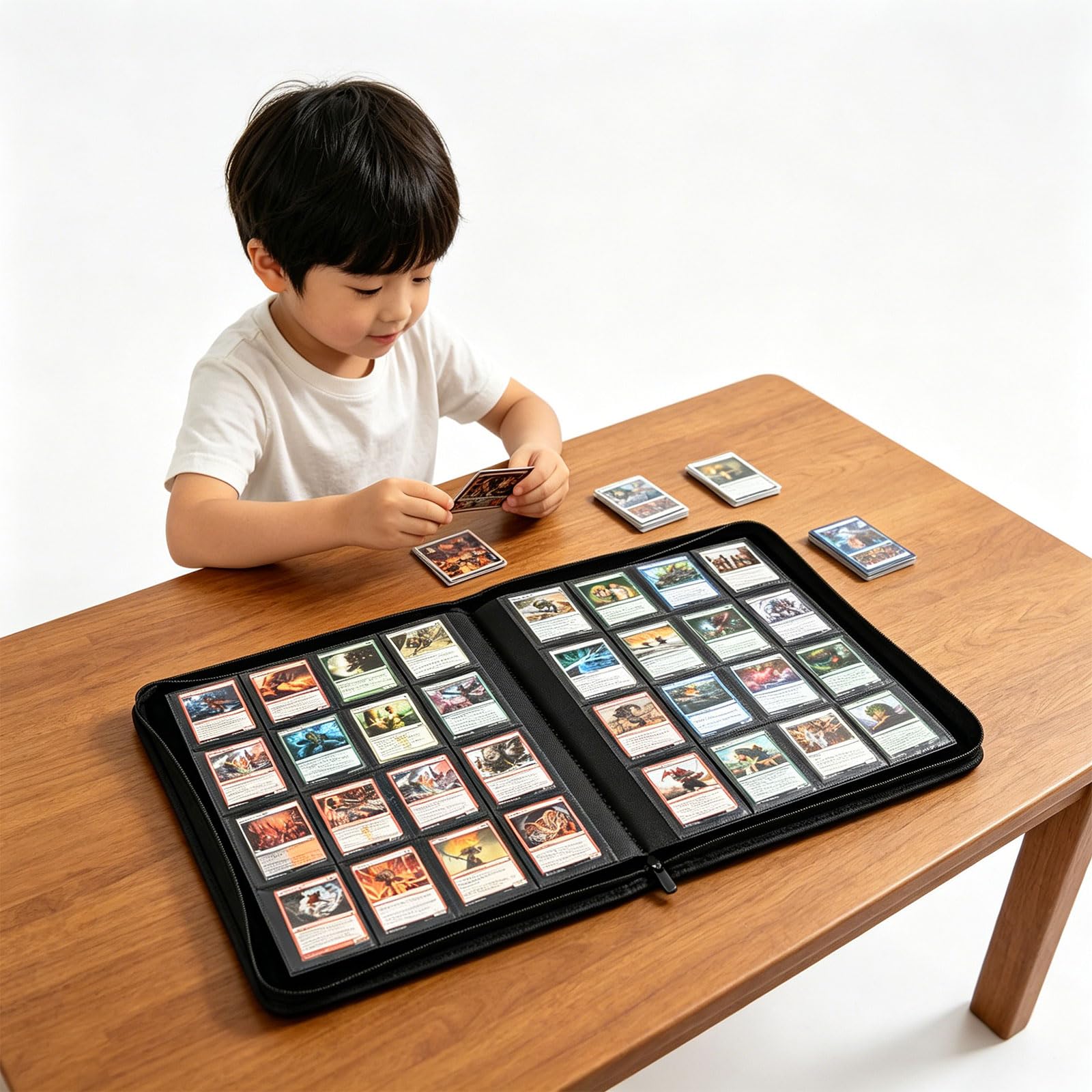Carpeta profesional de 16 ranuras para tarjetas, funda de poliuretano de alta calidad para jugadores de TCG y aficionados, solución de almacenamiento de tarjetas