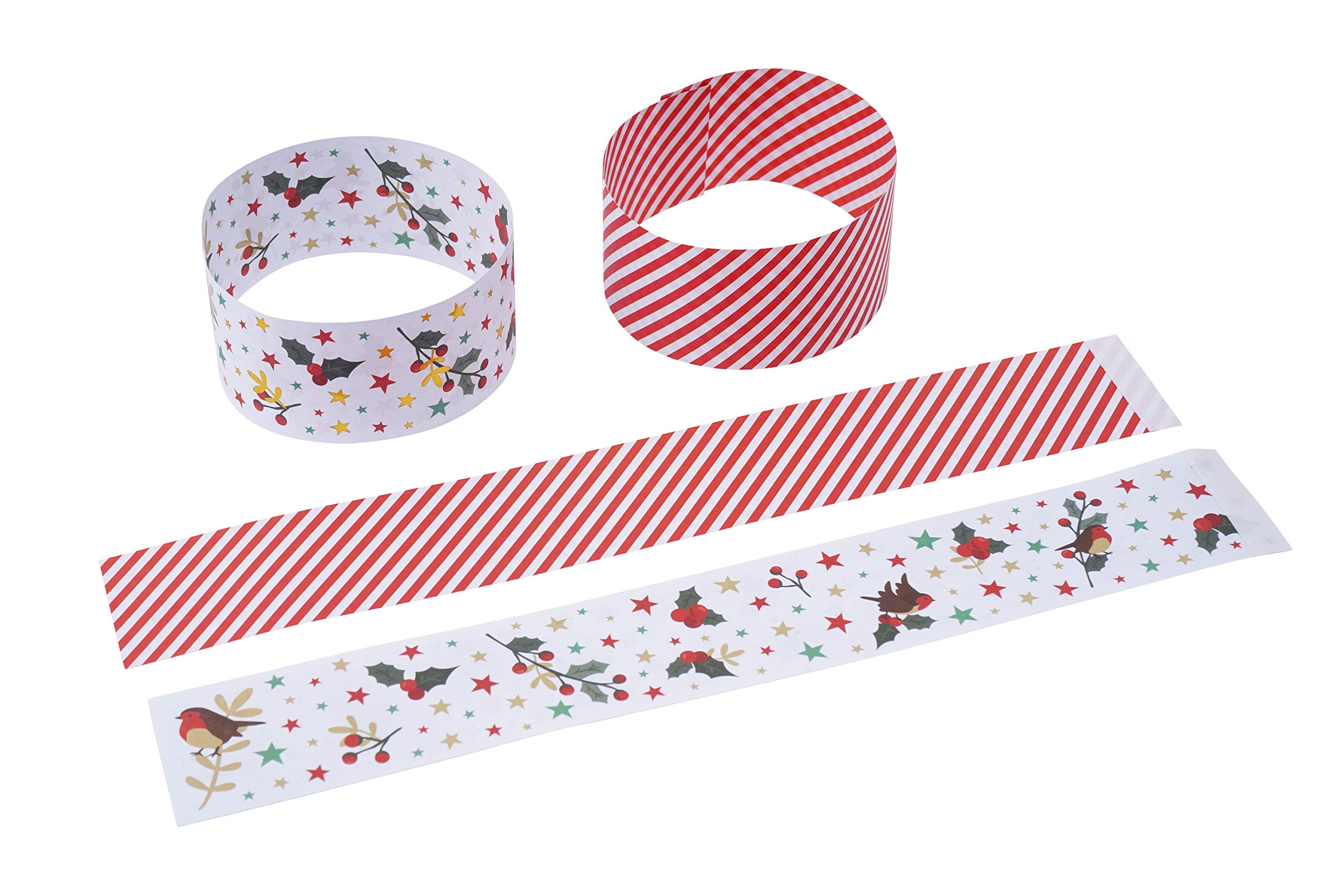 Weihnachtsdekoration GB05485 Rotkehlchen und Mistelzweig bedruckt mit goldenen Details, 5 Meter, selbstklebende Retro-Papierketten, Girlande, Weihnachtsdekoration, Heimaktivität, Basteln, 100 Stück