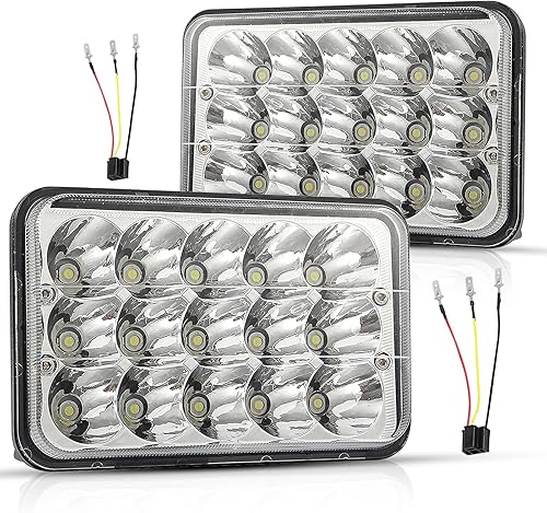 Miniatura 10 de Faros delanteros LED de 4 x 6 con enchufe H4 compatible con los siguientes modelos: Peterbilt Rectangular H4651 H4652 H4656 H6545 H4666 Kenworth