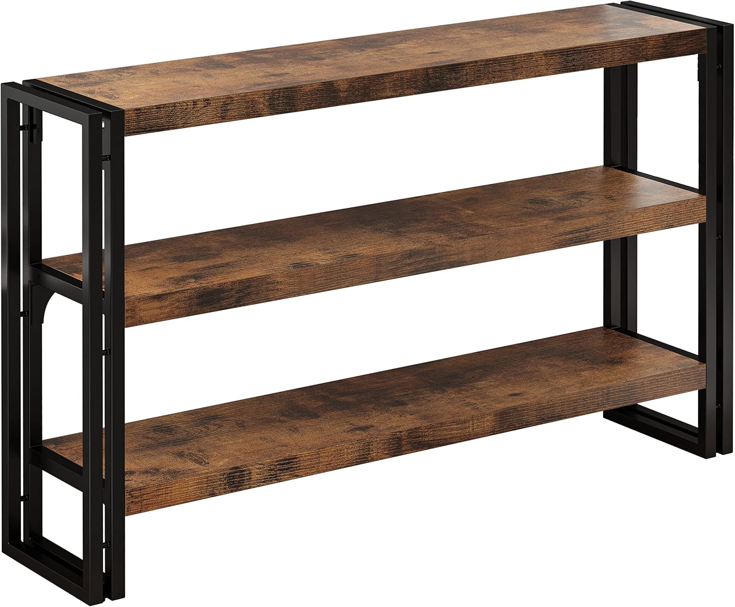 IRONCK Bookshelf Industrial 3 Shelf Bookcase,50.8 inch Wood Storage Shelf with Metal Frame for Living Room, Vintage Brown