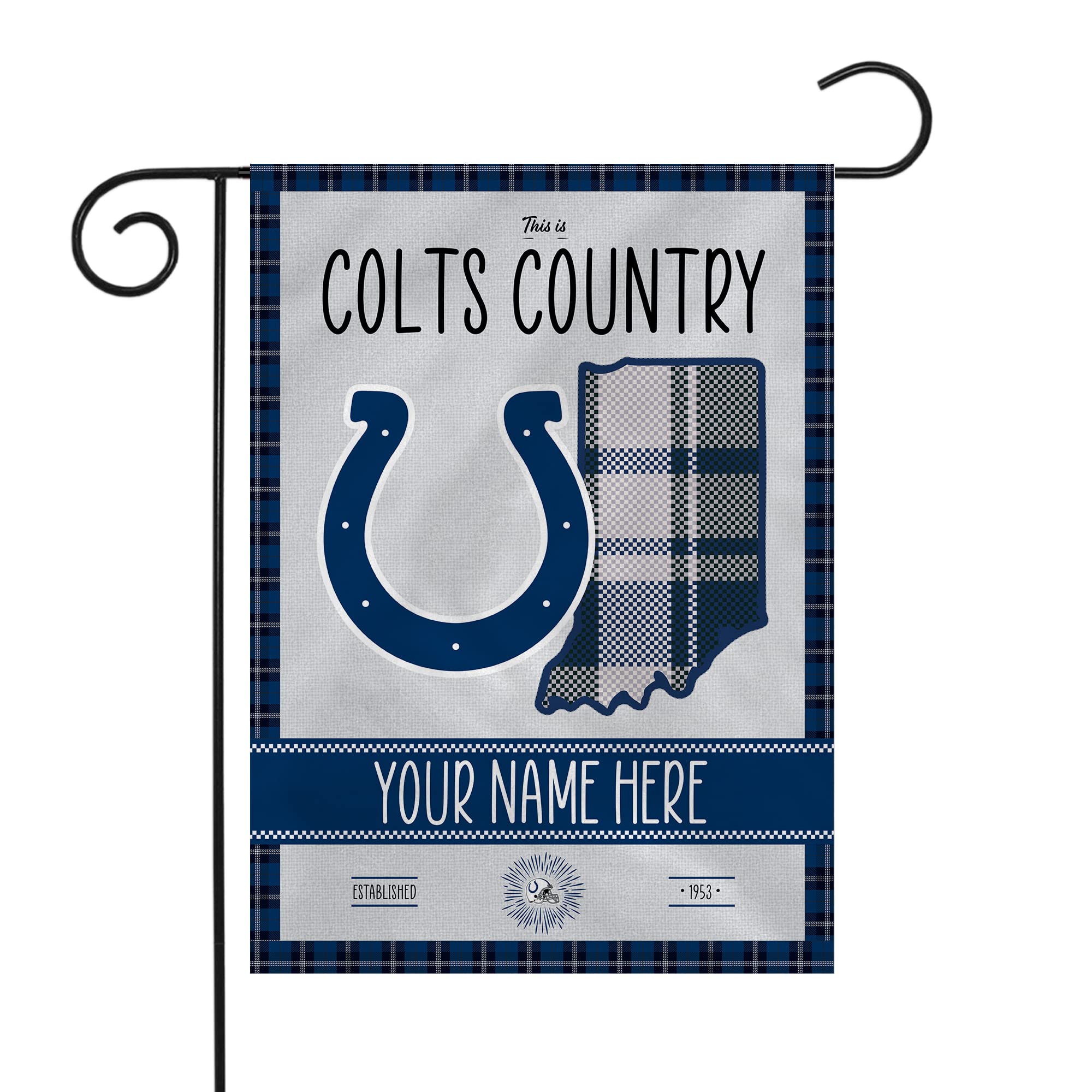 Rico Industries NFL Football Indianapolis Colts This is Colts Country - Plaid Design Personalized Garden Flag