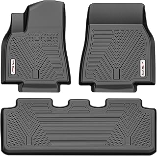 YITAMOTOR Floor Mats Compatible with 2020-2021 Tesla Model Y, Custom Fit Black TPE Floor Liners 1st & 2nd Row All-Weather Protection