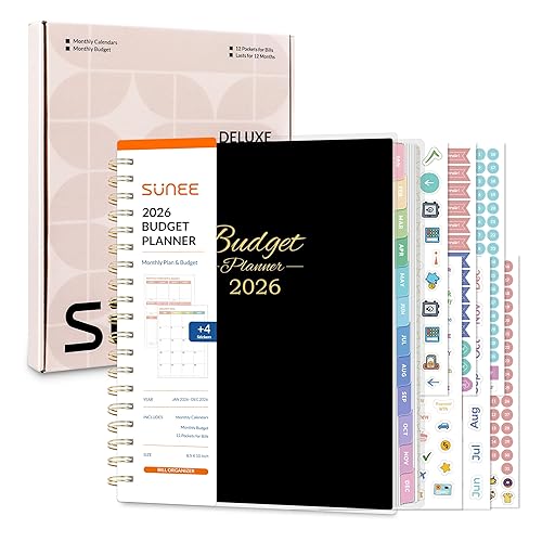 SUNEE 2026 Budget Planner - Deluxe Monthly Budget Book from