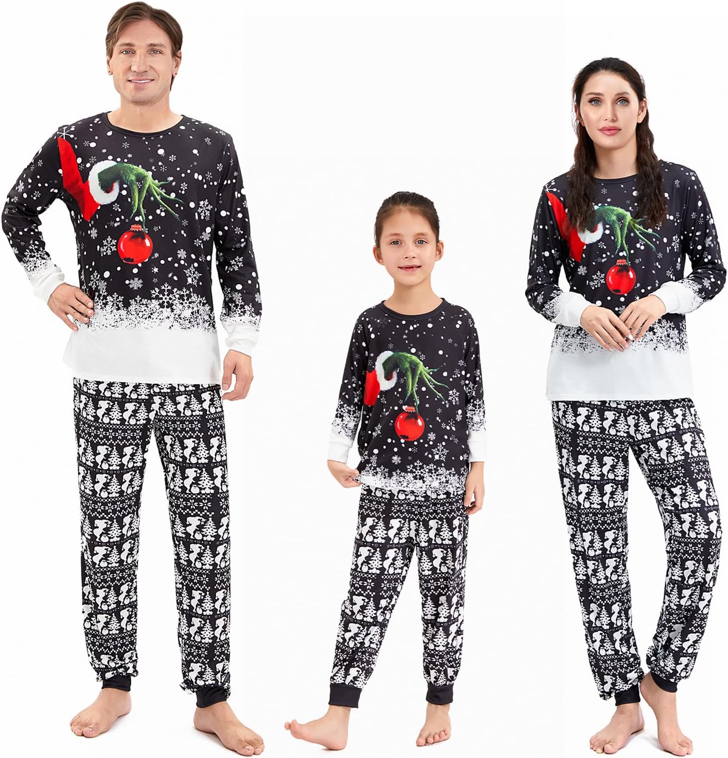 Christmas Matching Pajamas for Family Snowflake Xmas Pjs Jammies Nightwear Sleepwear Sets