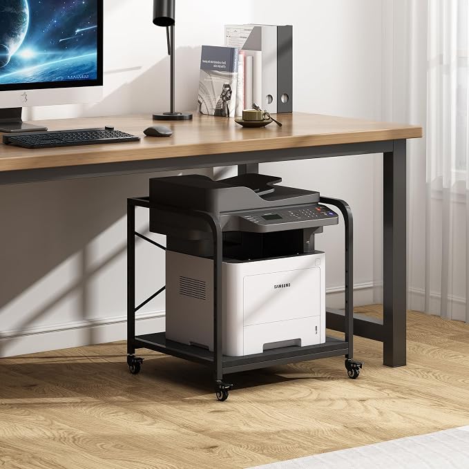 Soporte para impresora Fannova de 2 niveles con ruedas negro miniatura 9