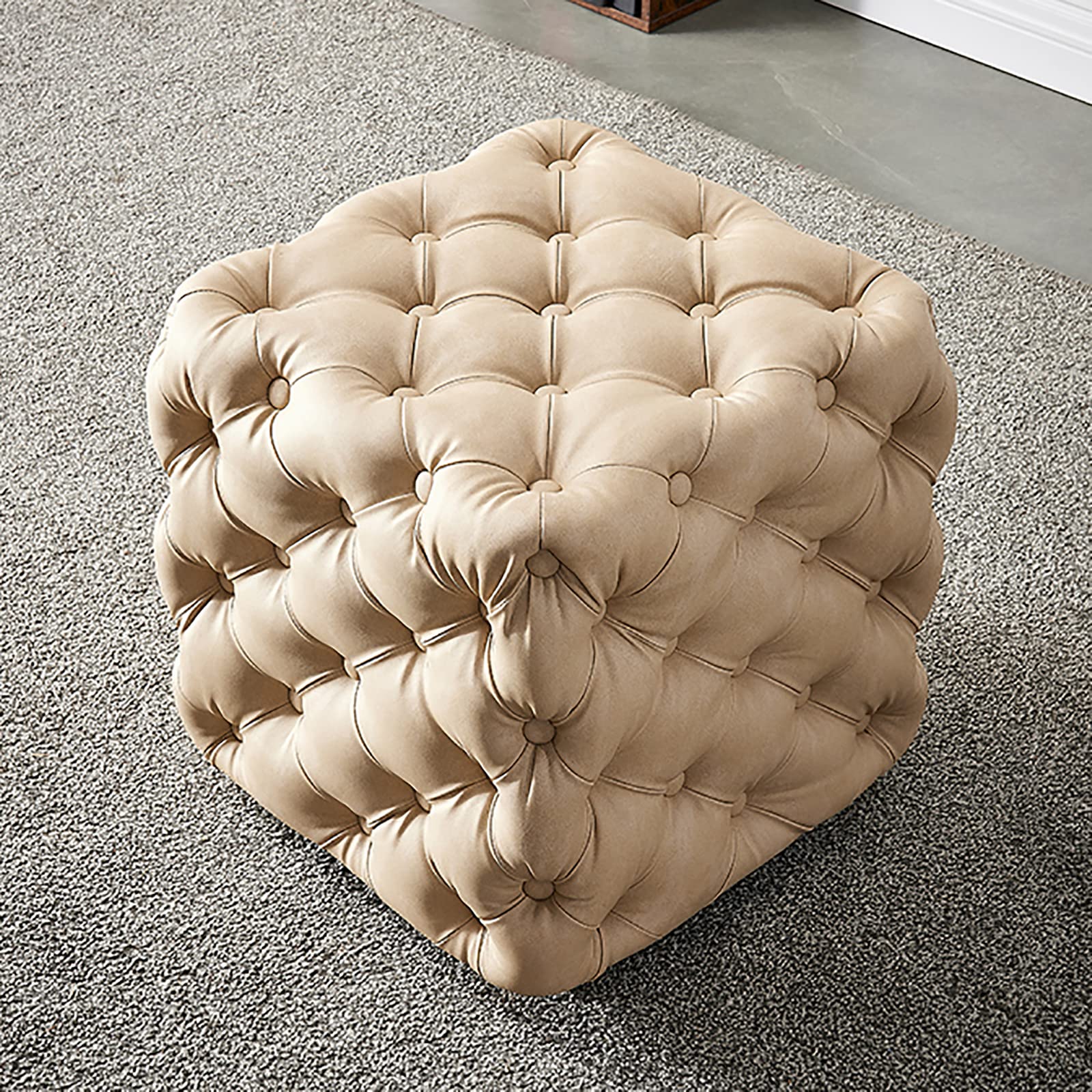 Reposapiés de lujo caqui 45x45 taburete multifunción moderno para dormitorio