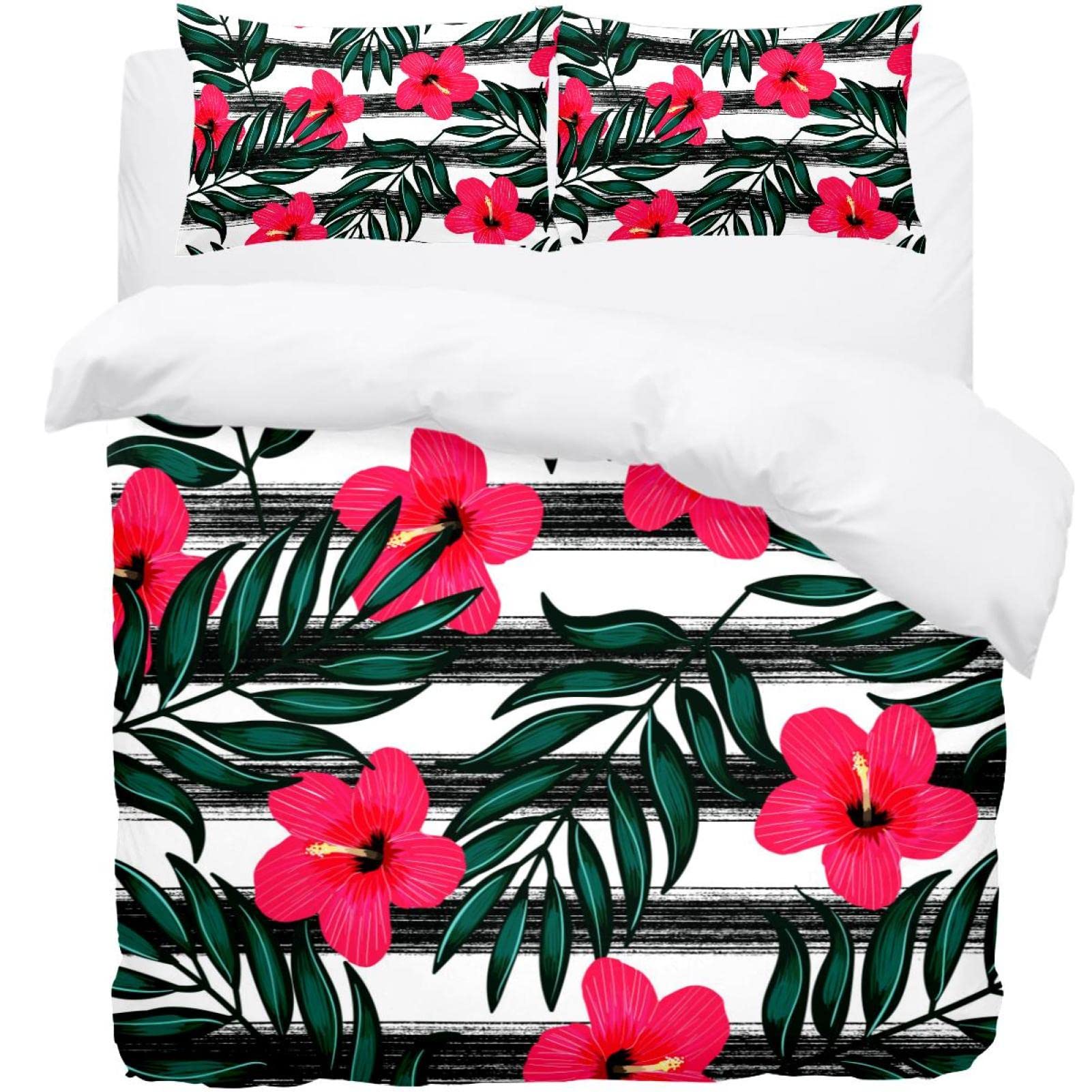 Housse de couette et taies d'oreiller tropicales pour lit Queen size