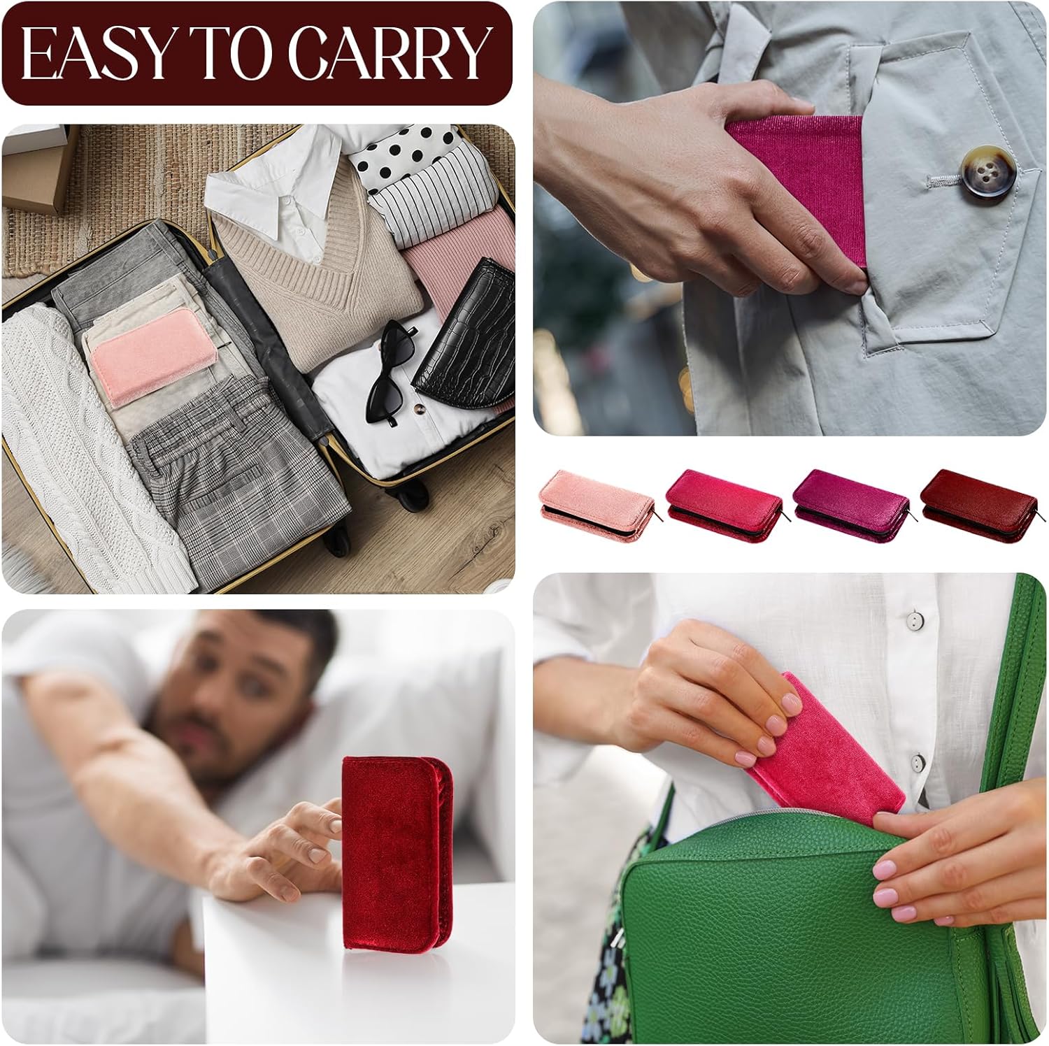 Coume 24 Sets Mini Manicure Set Bulk for Women Men Gifts for Coworkers Nail Grooming Kit 8 in 1 Nail Clippers Kit Luxurious Travel Case Stainless Steel Nails Clipper Set(Red Series)