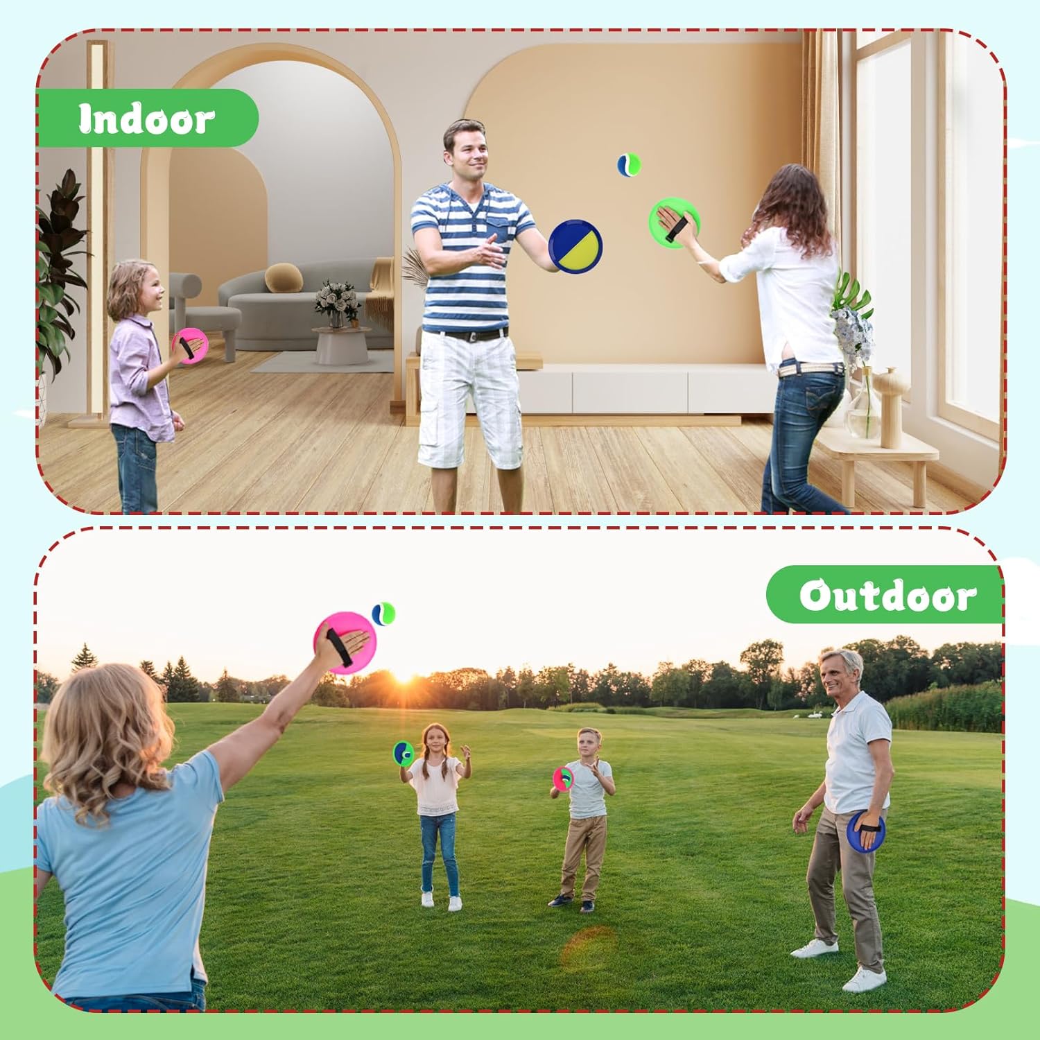 Toss and Catch Ball Game – Outdoor Catch Toy for Kids, 8inch Catch Ball Racket for Adult Backyard Beach Playground Play, 3-12 Years Boys Girls Birthday Gifts - Image 5
