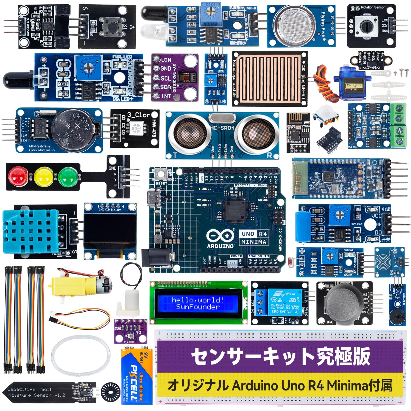 SunFounder Original Arduino Uno R4 Minima Sensor Kit Ultimate Edition, Includes Online Tutorial (Japanese) for Smart IoT and Basic Sensor Projects for Beginners (Original Arduino Uno R4 Minima