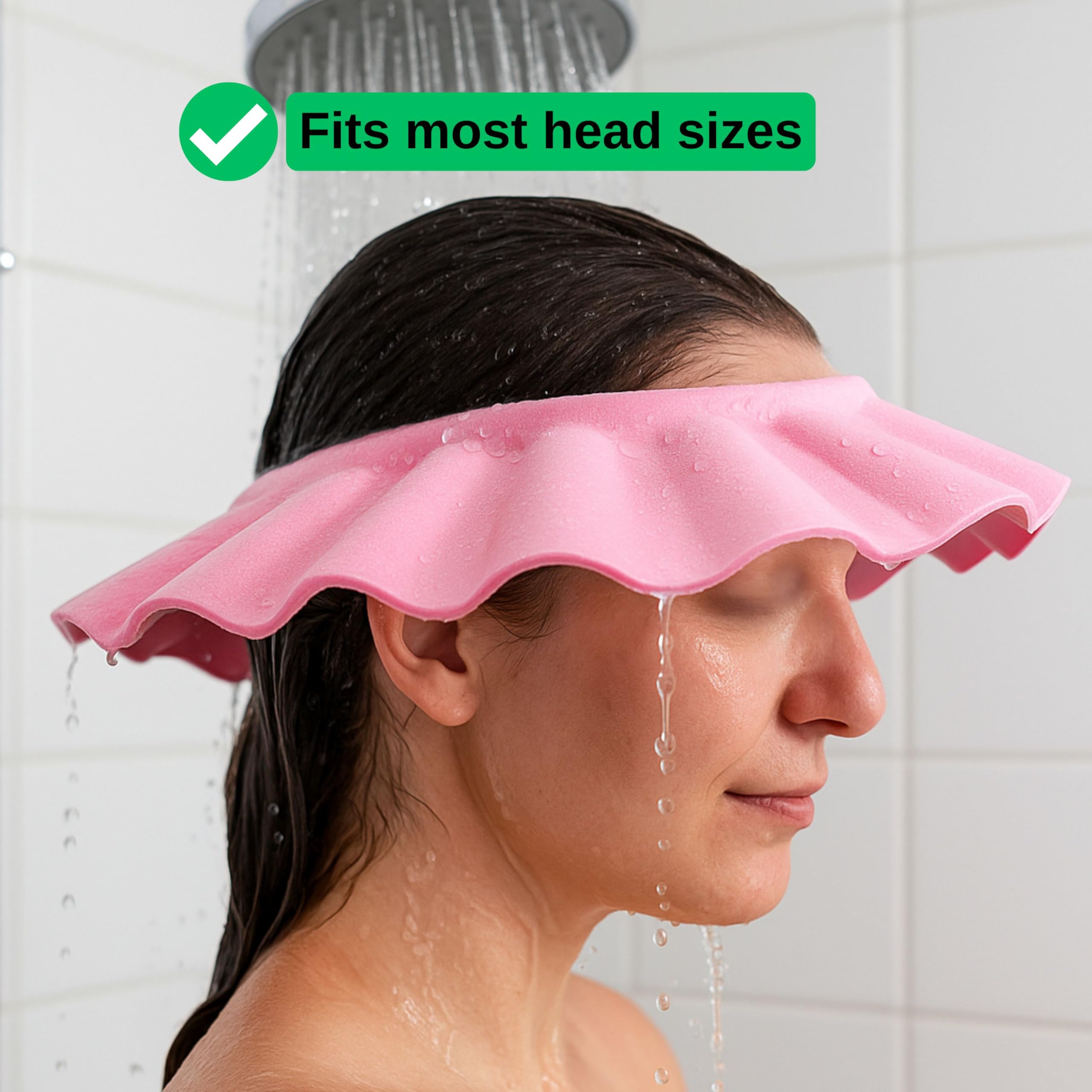 Cappellino da Doccia con Visiera per Bambini, Proteggi Occhi contro Shampoo e Schiuma, Protezione per la Doccia, Berretto da Doccia per Bimbi, in Materiale Morbido, Adatto a Bambini 0–9 Anni, Rosa