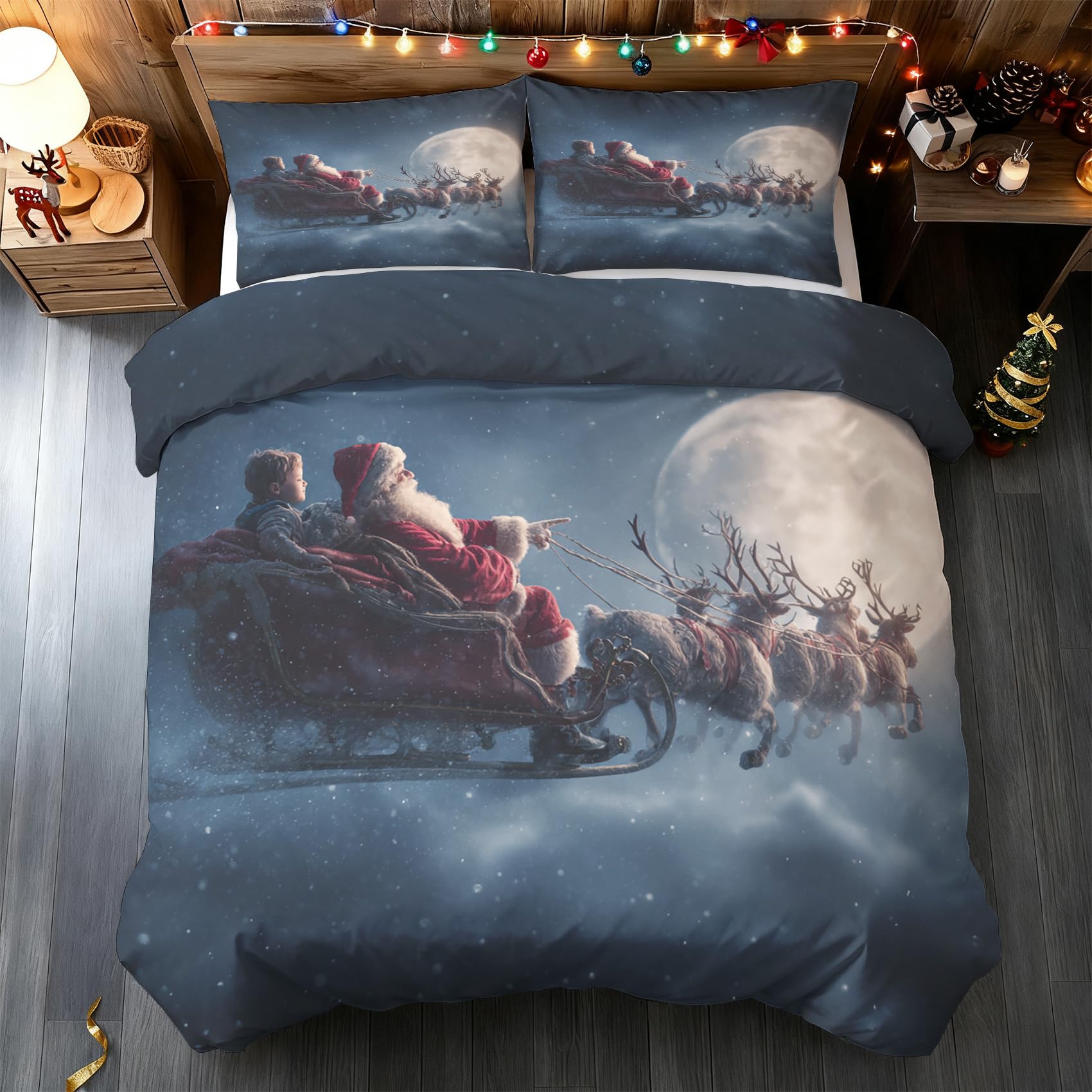 Parure de lit renne au clair de lune pour la magie de Noël en famille