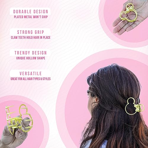 Miniatura 4 de Styla Hair Juego de 3 piezas de diadema de orejas de ratón, bandas elásticas de ratón con lentejuelas y clip de garra, accesorios para la diadema de