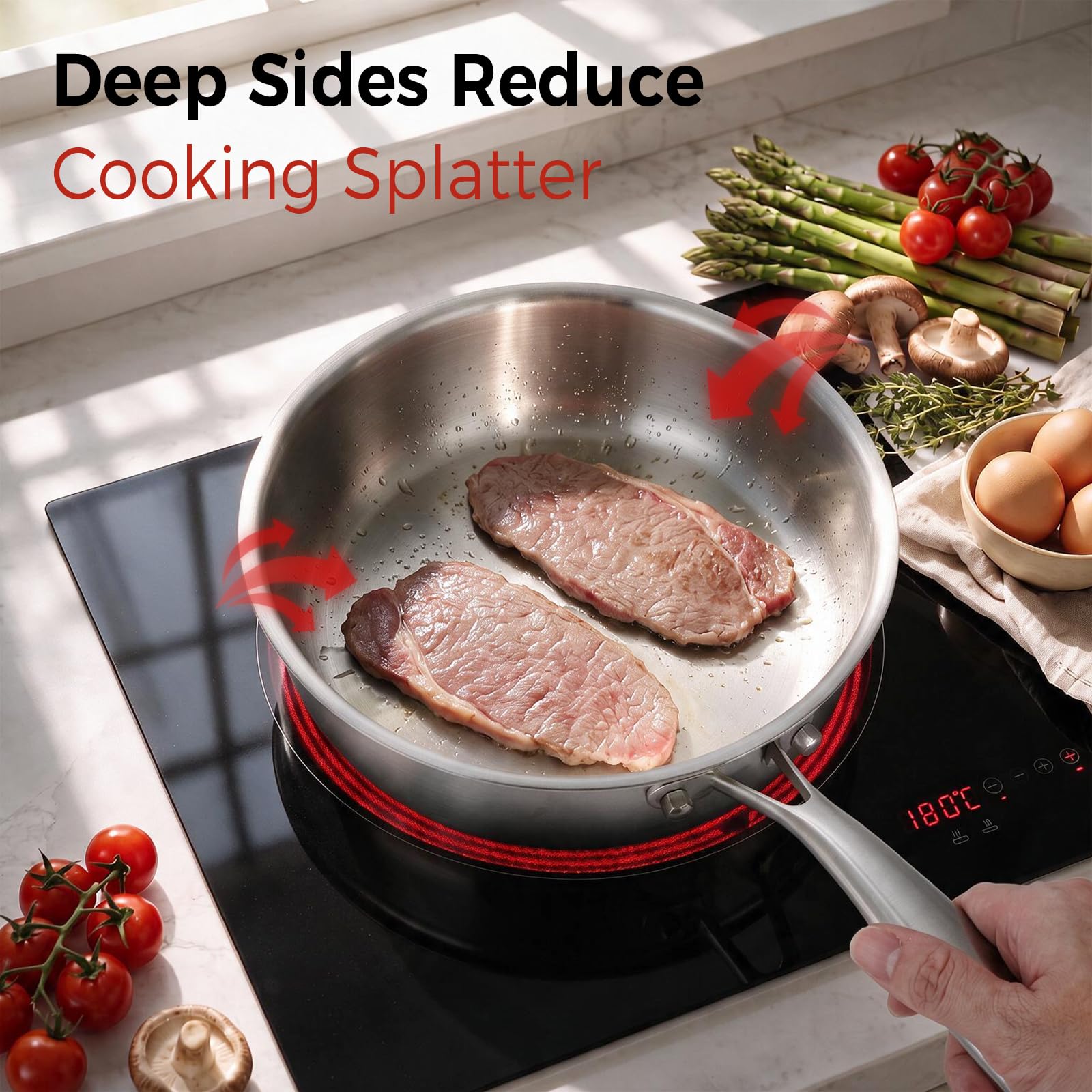 Idymere Stainless Steel Saute Pan with Lid -4 Idymere Stainless Steel Saute Pan with Lid -4