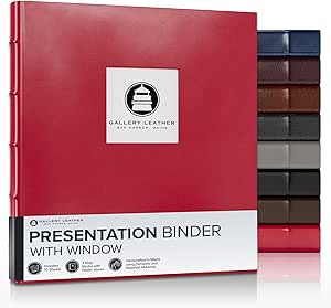 Gallery Leather 3 Ring Binder With Plastic Sleeves