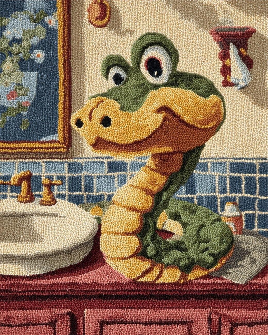 Henypt DIY Latch Hook Rug Kits Cartoon Snake 80x115cm