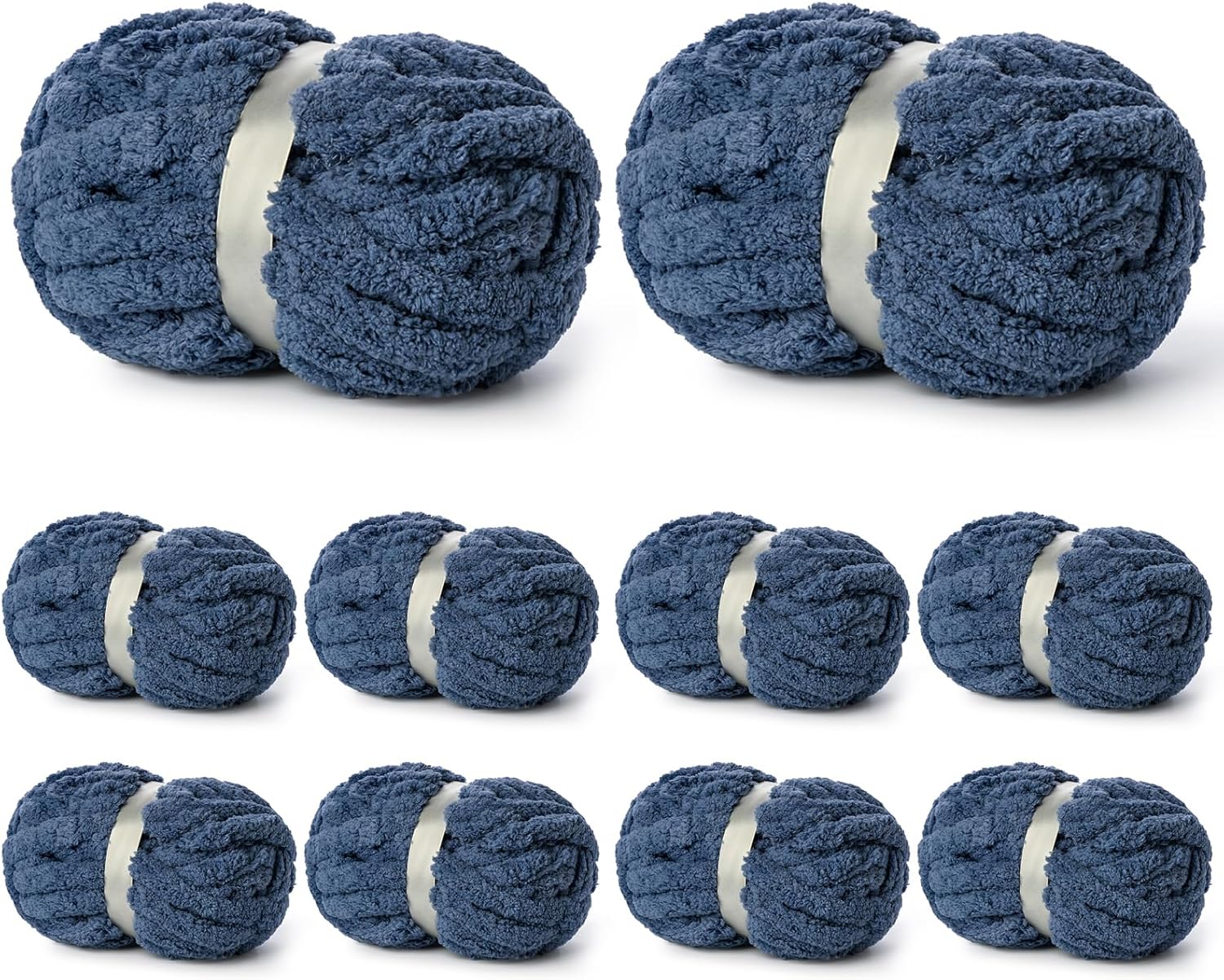 10 Pack of Navy Blue Soft Jumbo Chunky Yarn for Hand Knitting,Thick Blanket Yarn for Crocheting, #10 Super Bulky Yarns, 220yds/70.5oz Fluffy Chunky Chenille Yarns for Crocheting.