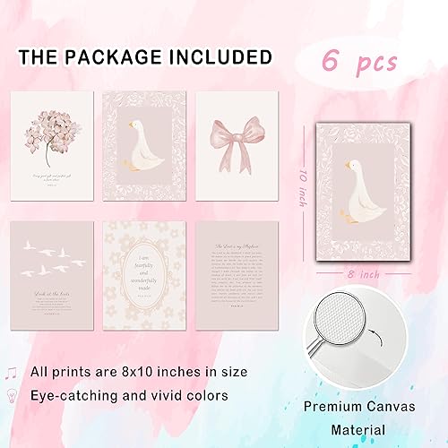 Miniatura 2 de Kizbok Arte de pared cristiano rosa para guardería, lindo versículo bíblico impresiones artísticas para decoración de habitación de bebé, póster de