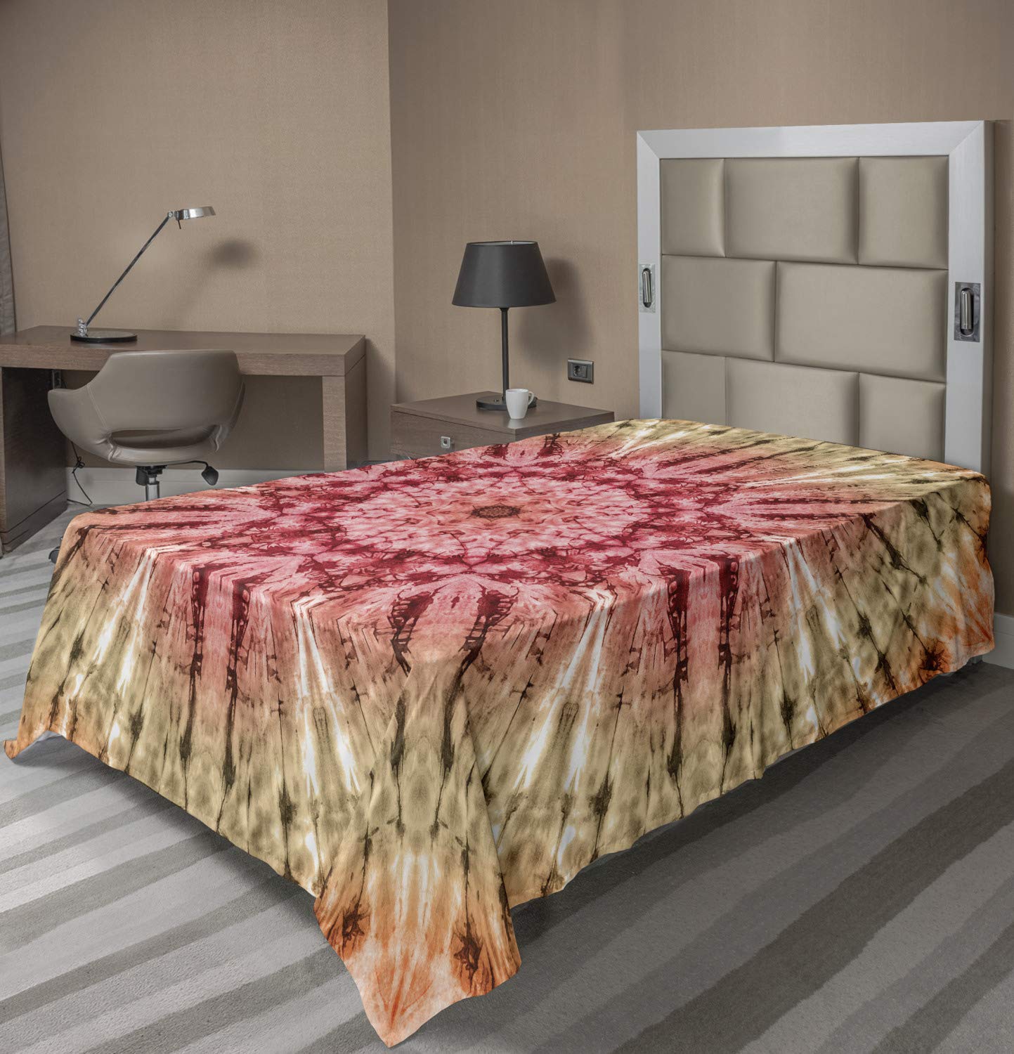 - Ambesonne Batik Flat Sheet, Gradient Circle Batik Pattern with Spectral Pleats and Distressed Spots Image Print, Soft Comfortable Top Sheet Decorative Bedding 1 Piece, TwinXL Size, Red Brown