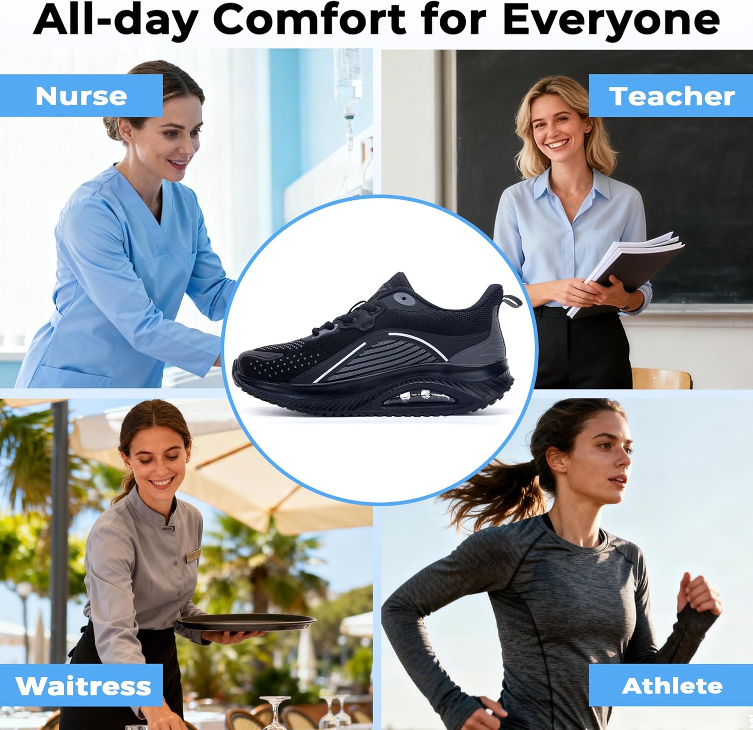 Womens Walking Shoes Arch Support Plantar Fasciitis Shoes Orthotic Tennis Sneakers for Pain Relief - Image 2