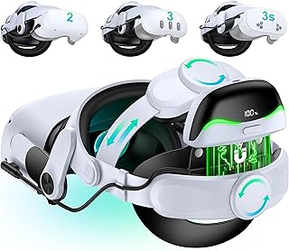 for Meta Quest 3/3s Head Strap with Battery - Magnetic & Extended 3H & Digital Display, Double Dials, Quick-Switch Reality Mode, Comfort VR Headset Strap for Oculus Quest 2, MQ4000