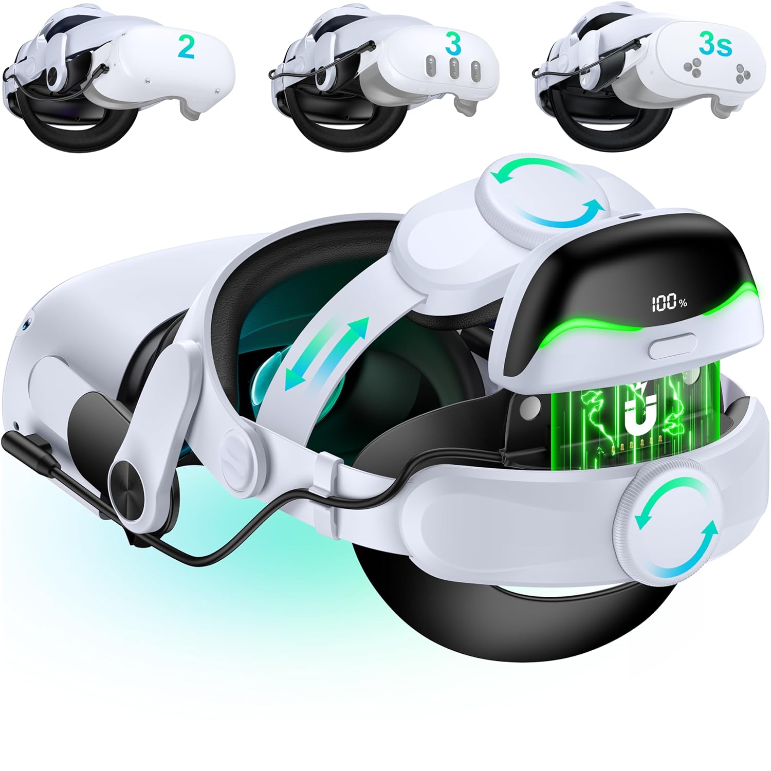 DXKK for Meta Quest 3/3s Head Strap with Battery – Magnetic & Extended 3H & Digital Display, Double Dials, Quick-Switch Reality Mode, Comfort VR Headset Strap for Oculus Quest 2 DXKK for Meta Quest 3/3s Head Strap with Battery – Magnetic & Extended 3H & Digital Display, Double Dials, Quick-Switch Reality Mode, Comfort VR Headset Strap for Oculus Quest 2
