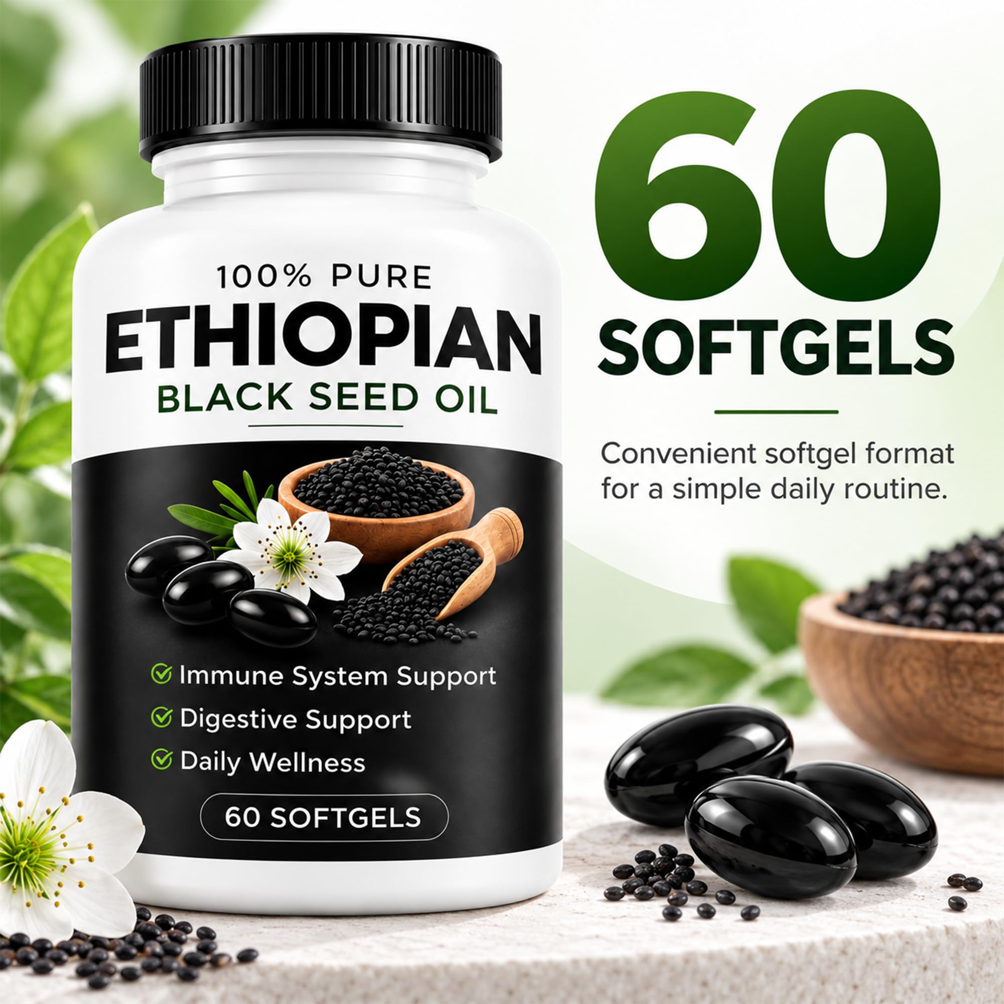 Ethiopian Black Seed Oil Capsules - 4.64% Thymoquinone, 60 Count — Amazon image 8