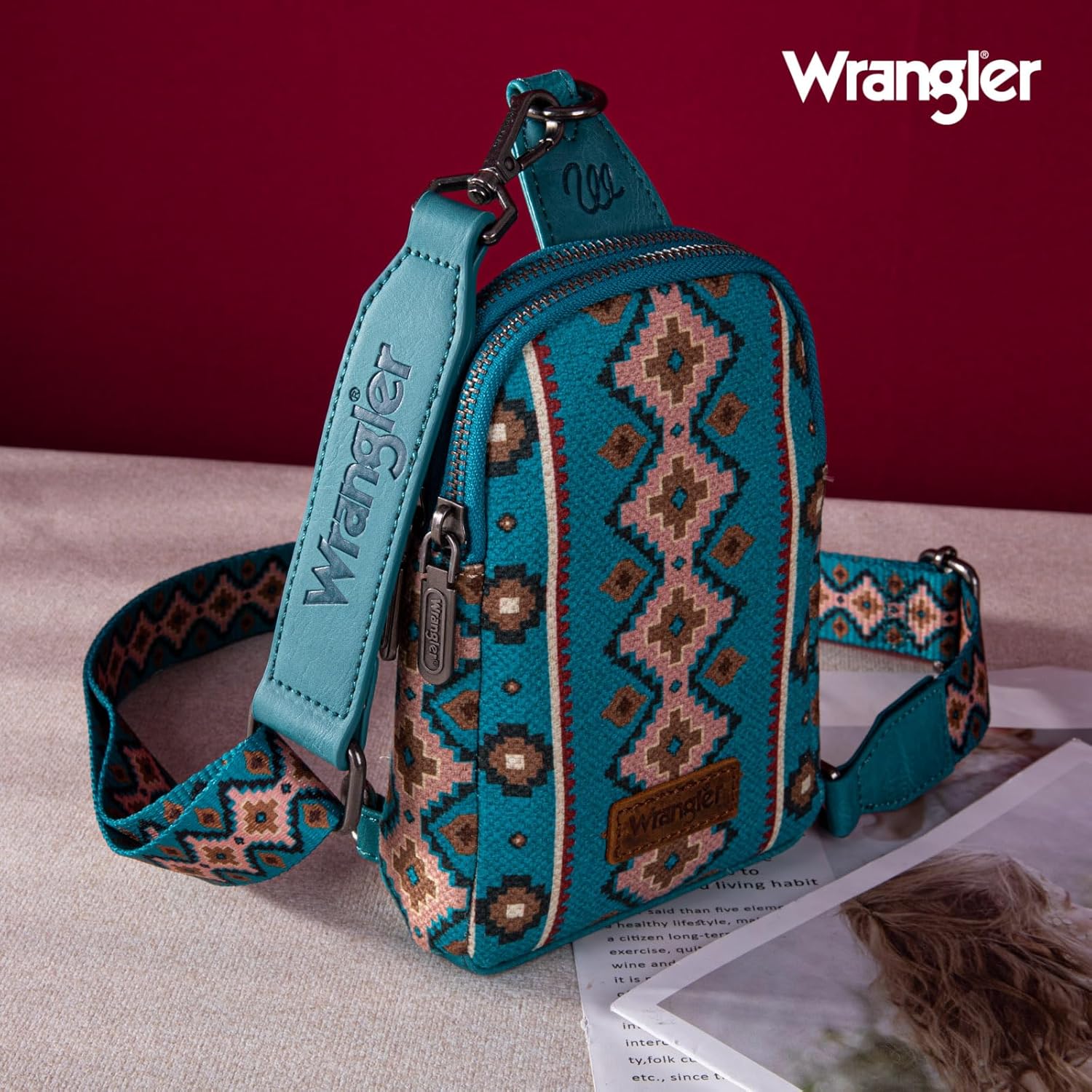Wrangler Aztec Sling Bag - Southwest Crossbody Trendy Chest Bag - Image 4