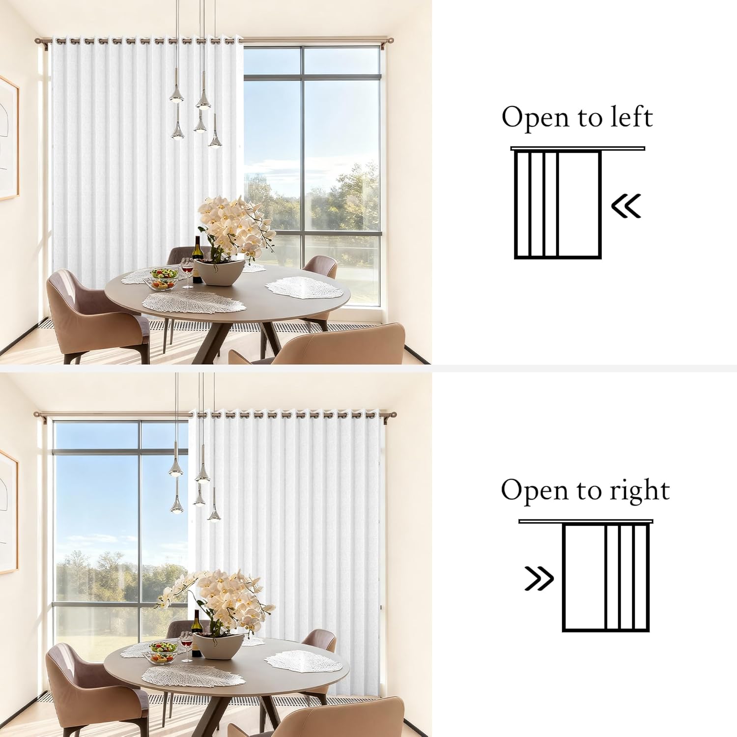 Fabric Vertical Shades & Blinds, 100% Blackout Door Shades, Window Shade, Vertical Shade for Sliding Doors, 1 Panel, W100 x L84, White