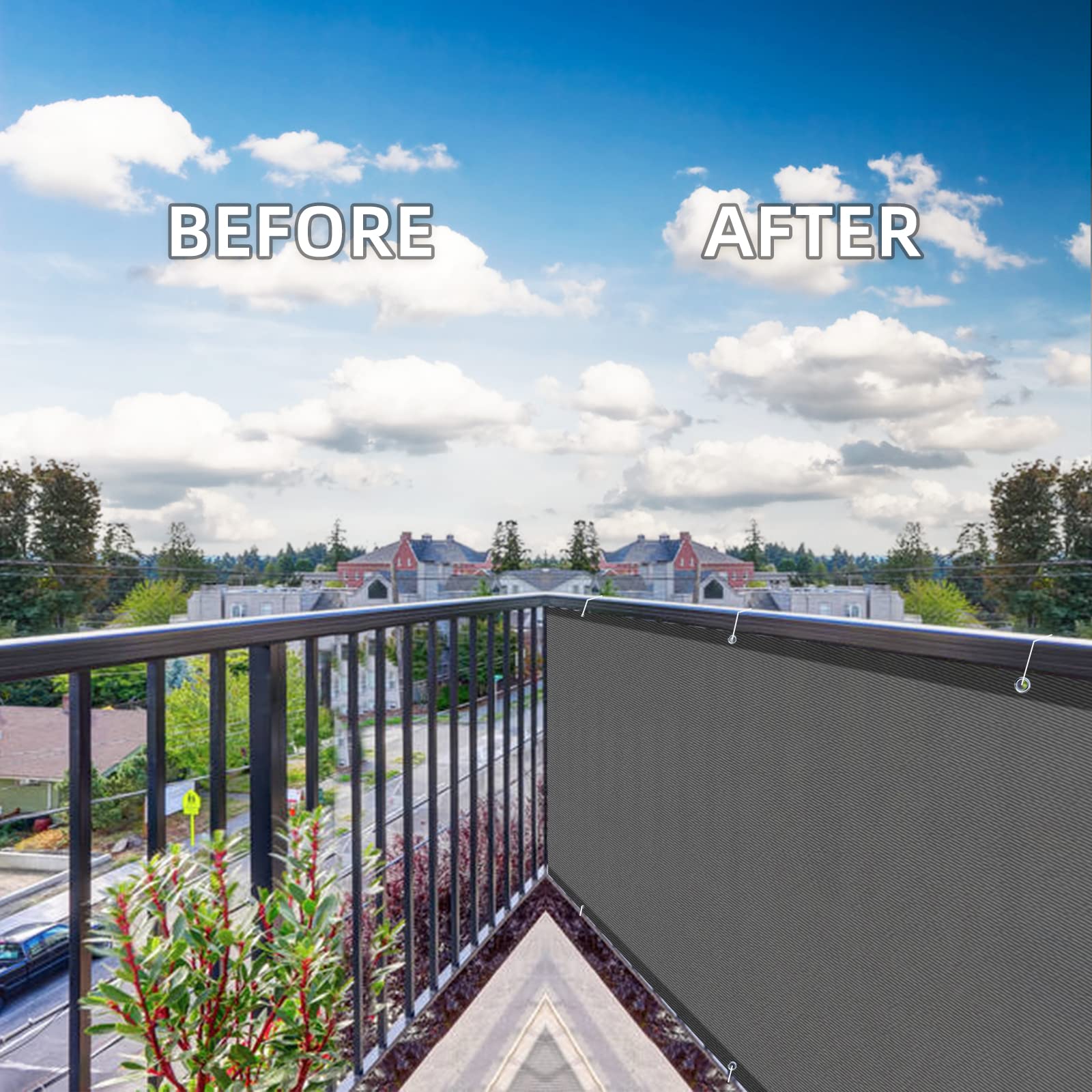 Sunnylaxx Frangivisto Balcone per Protezione 100x600 cm,Schermo Privacy,Recinzione Copertura per Privacy Balcone PES,per Balcone Giardino terrazza,con Occhielli e Fascetta,Antracite