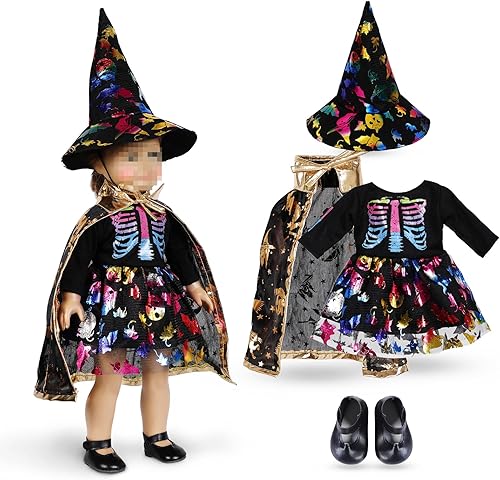 Ropa y accesorios para muñecas de 18 pulgadas, disfraces de muñeca de Halloween, zapatos de vestir con bolsa de calabaza para truco o trato, se disponible en Yaxa Venezuela