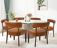 Vista 1 de Modern Dining Chairs Set of 6, Faux Leather Upholstered Kitchen & Dining Room Chairs, Mid Century Modern Wooden Dining Chairs Oversized Sturdy