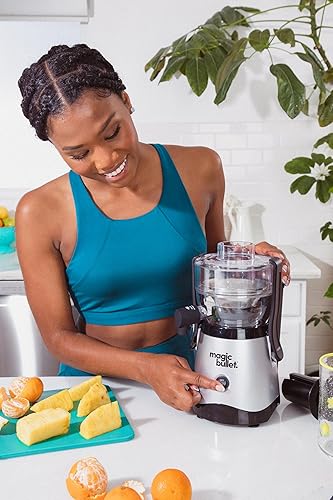 Vista 6 de Magic Bullet® Mini Exprimidor, Ahorro de Espacio en la Encimera, Canal de Alimentación de 2 Pulgadas para Frutas y Verduras, 400W, Diseño Compacto