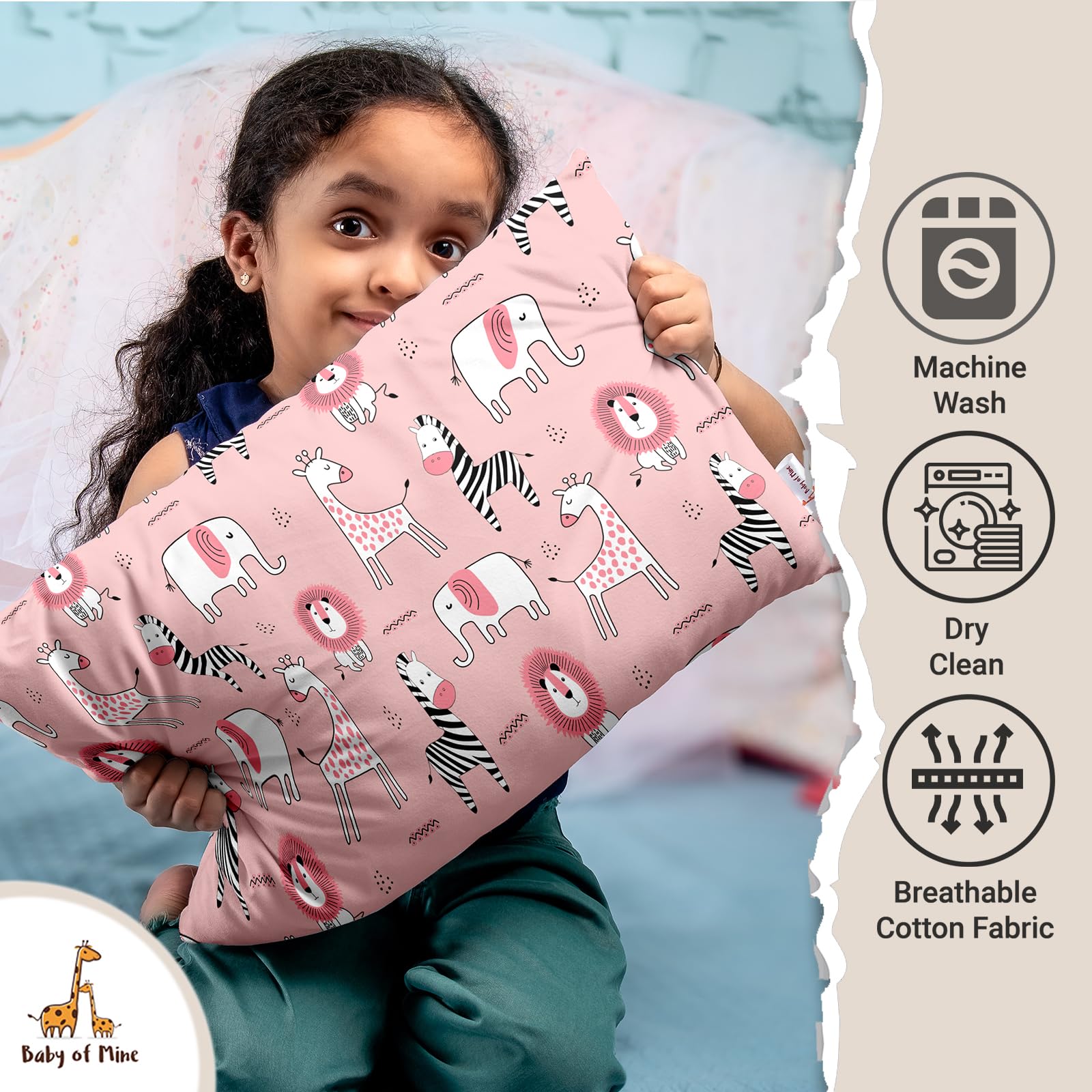 Baby of Mine Personalised Premium Baby Pillow – Super Soft Cotton Cushion for Kids (1 Month–5 Years), Cute Cartoon & Animal Prints, Neck Support, Head Shaping Pillow for Baby Sleep & Bedtime Comfort 2