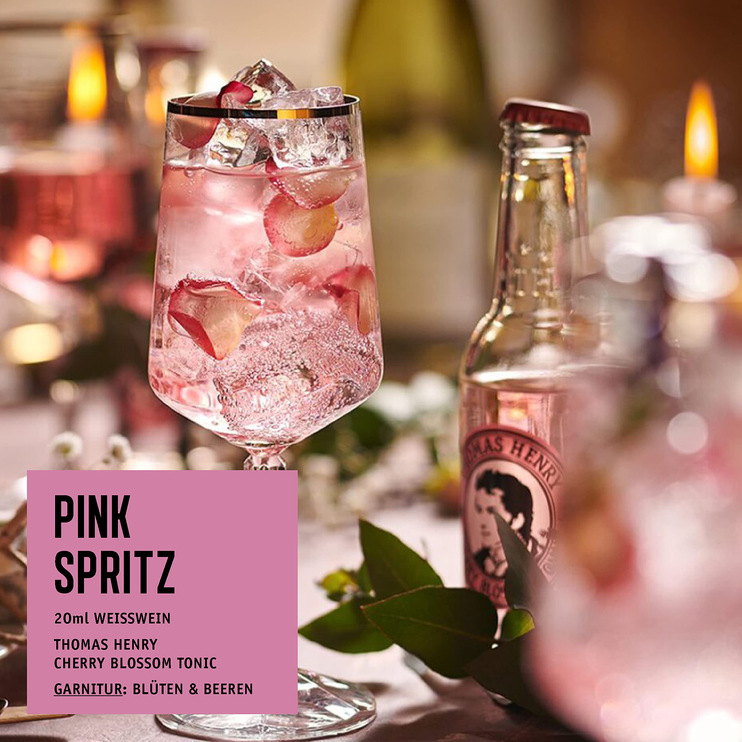 Thomas Henry Cherry Blossom Tonic Water - Tónico de agua afrutada amarga, (6 x 4 x 0,2 l de cristal, 6 unidades), color amarillo