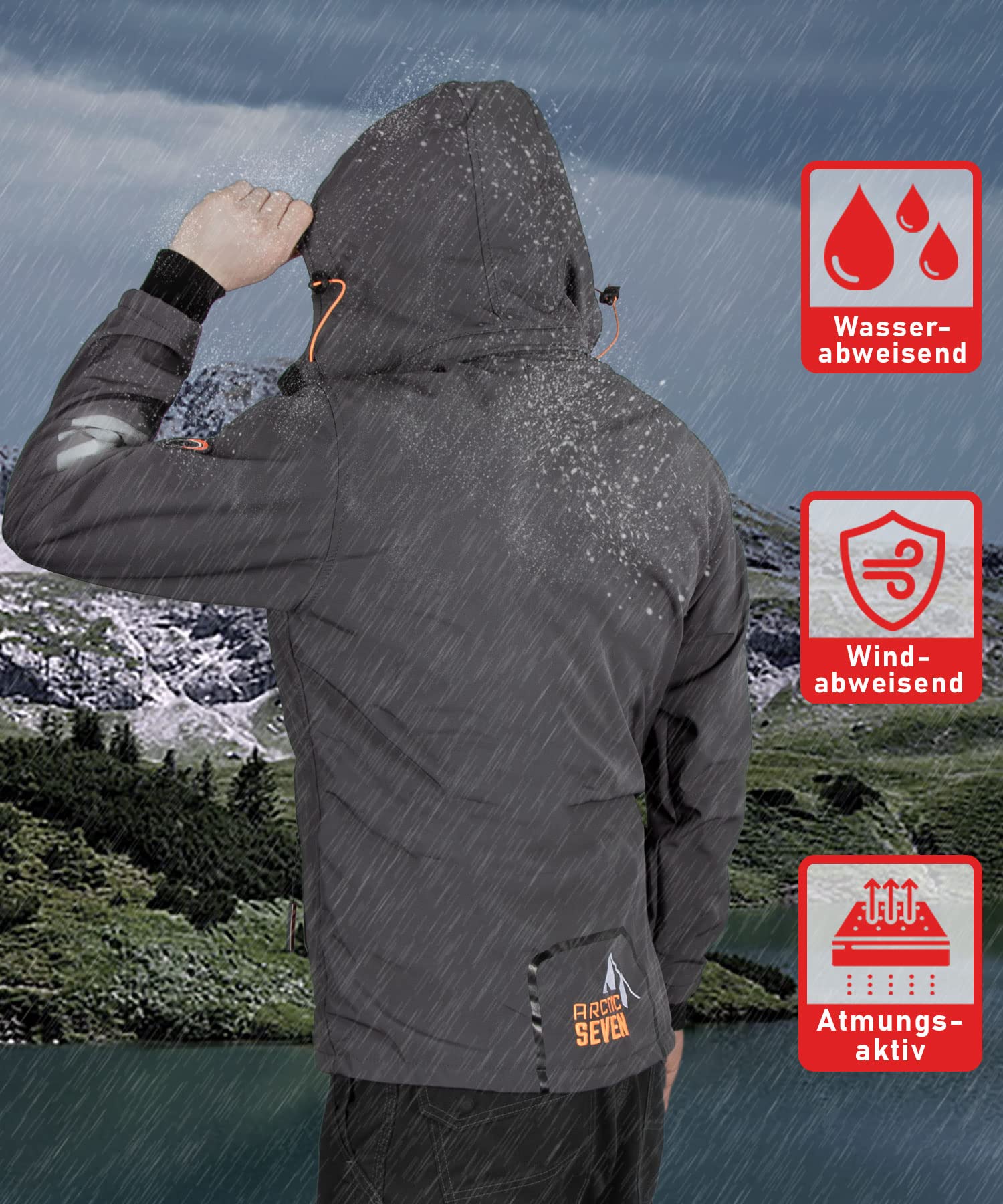 Herren Softshell Jacke Funktionsjacke Outdoor Regenjacke Atmungsaktiv Fleece Innenfutter AS301