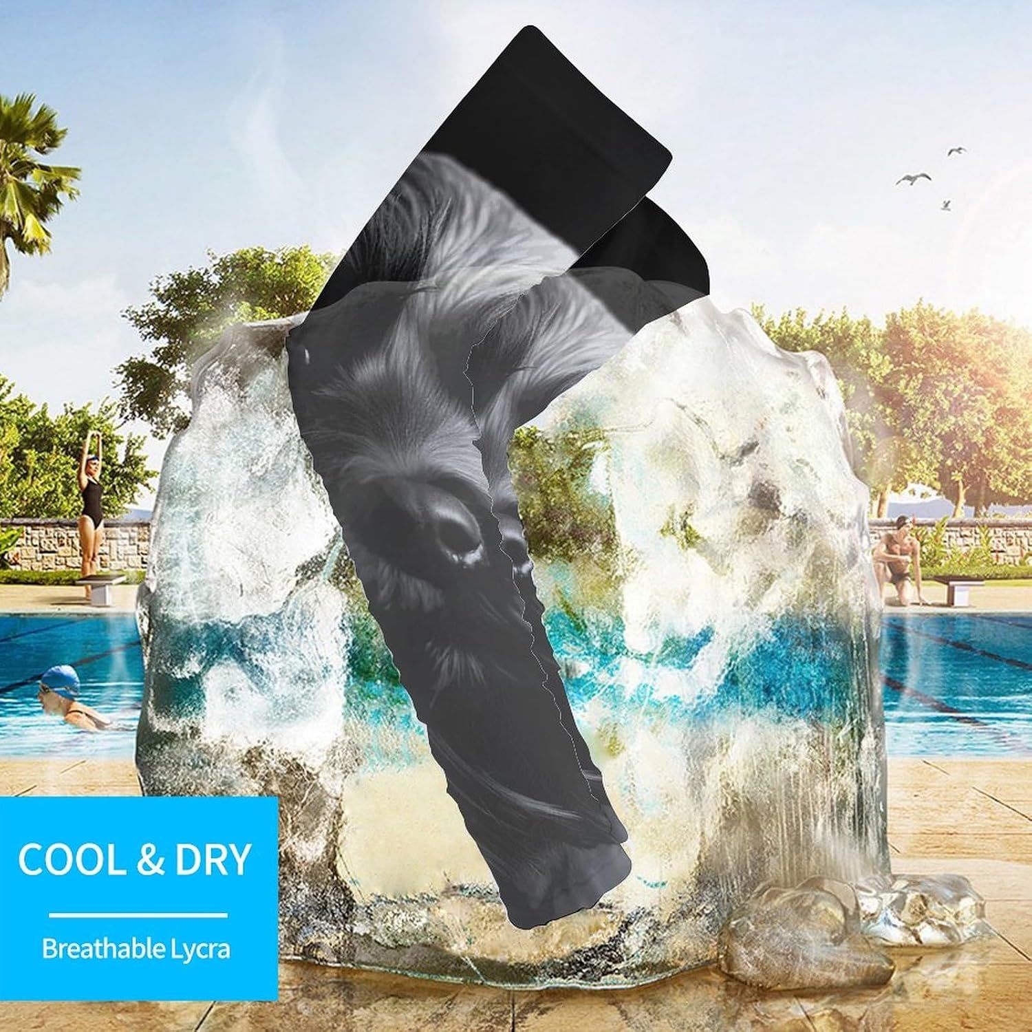 Black Schnauzer Dog Arm Sleeves for Men Women Sun Protection Sleeves Cooling Compression Arm Covers for Sport