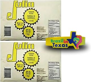 Farinha de Mandioca Brasileira Branca Crua Julia 1Kg | Pack of 2x1Kg | Brazilian Cassava Flour + BiT Silicone Bracelet | Brazil in Texas | Bundle