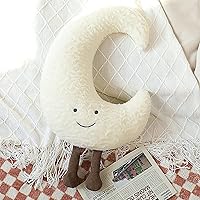 Vista 1 de Almohada de sofá con diseño de luna, estrella y sol Almohada decorativa de soporte lumbar Almohada decorativa suave de felpa (38,1 cm, Luna)