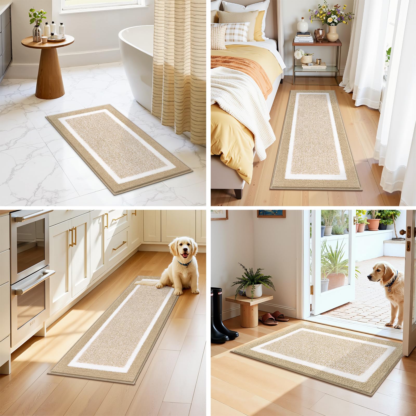 Pauwer Set di tappeti da bagno 3 pezzi tappeti da bagno doccia con contorno a forma di U tappetino da bagno assorbente in microfibra tappetini da bagno antiscivolo lavabili in lavatrice tappetini da