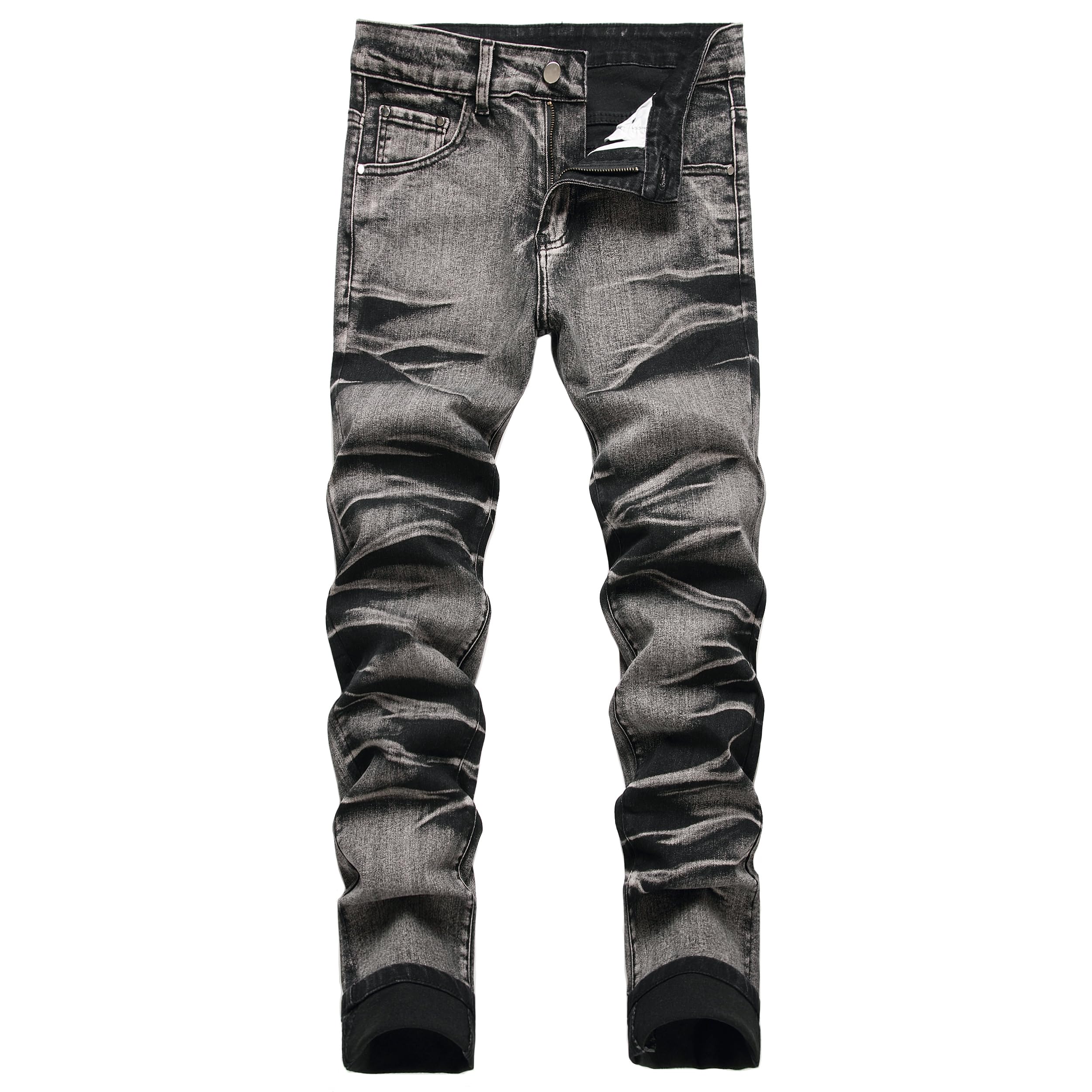 Men's Slim Fit Stretch Jeans Ripped Skinny Jeans for Men, Fashion Straight Leg Comfort Flex Waist Cargo Denim Pants