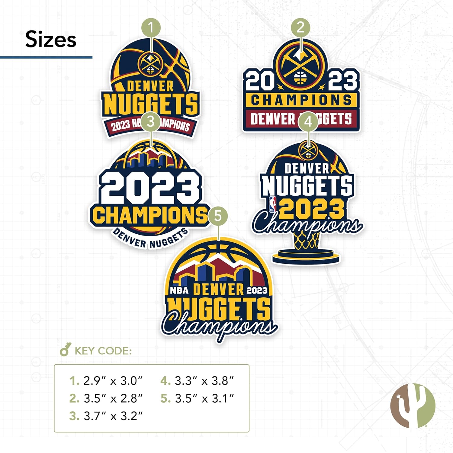 Desert Cactus Denver Nuggets 2023 Champions Championship Sticker NBA Officially Licensed Vinyl Decal Laptop Water Bottle Car Scrapbook (2023 Champions Type 2-1) - Image 3